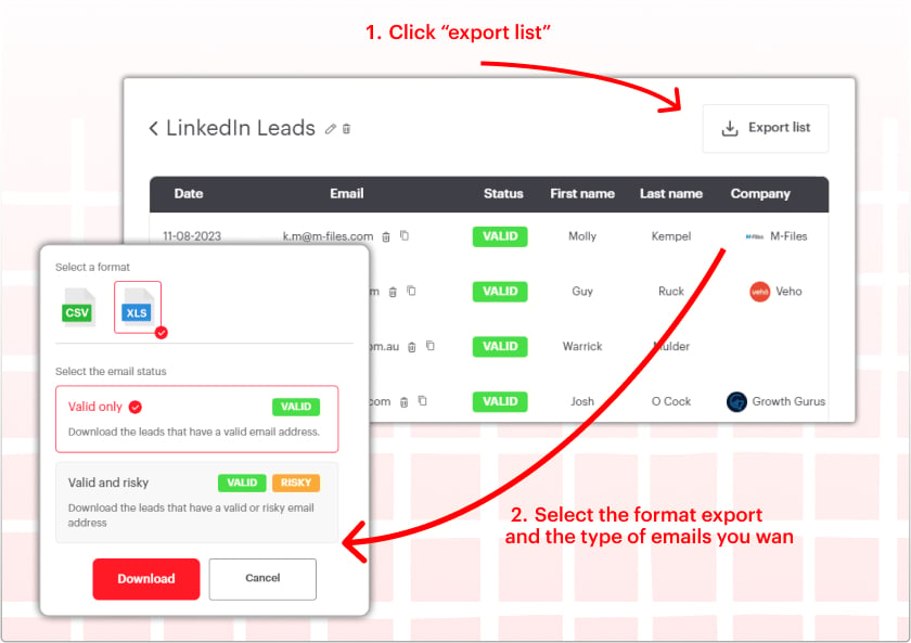 export valid emails from LinkedIn