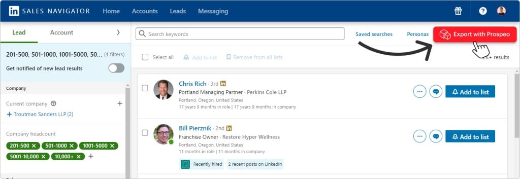 How to export leads from LinkedIn Sales Navigator