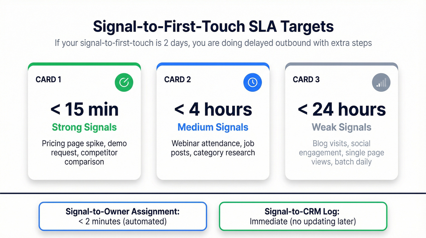 Signal SLA targets for strong medium and weak signals