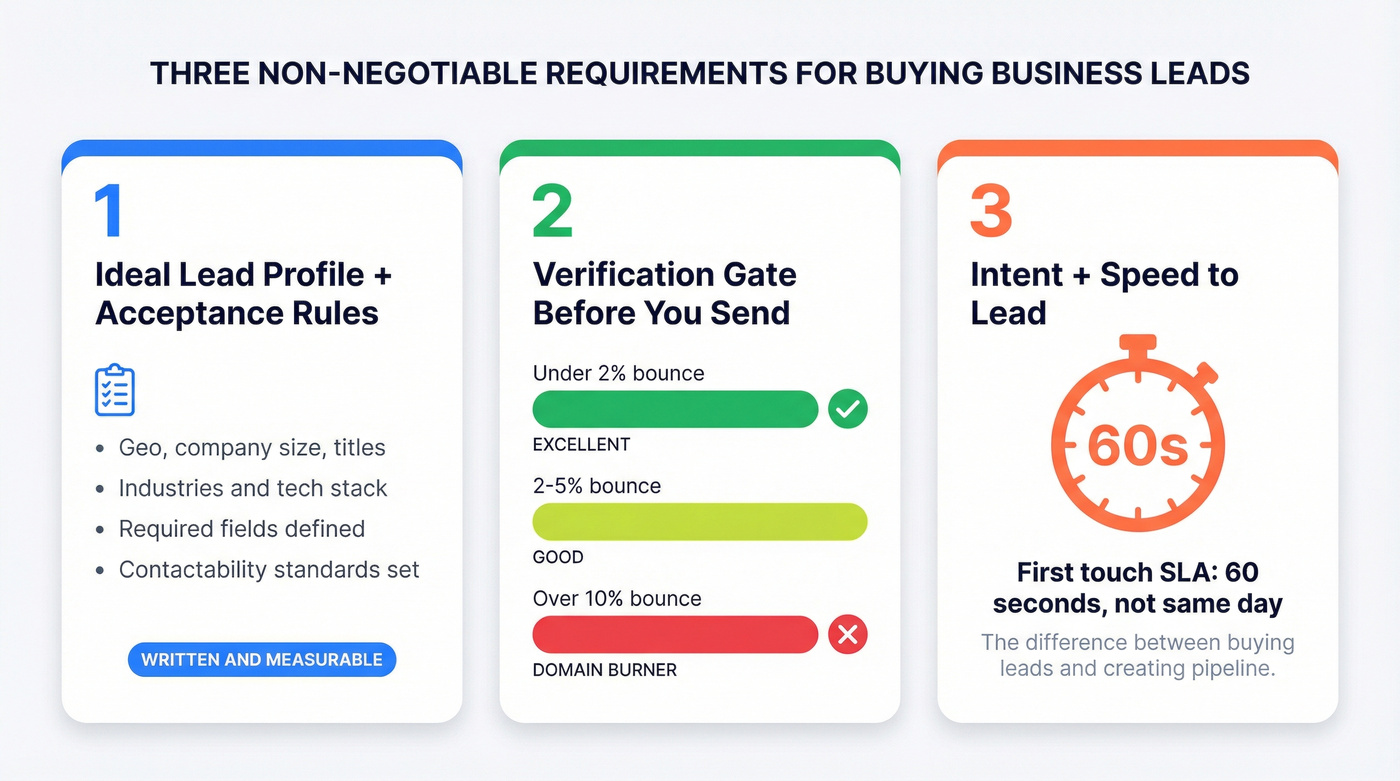 Three non-negotiables for buying leads with key metrics