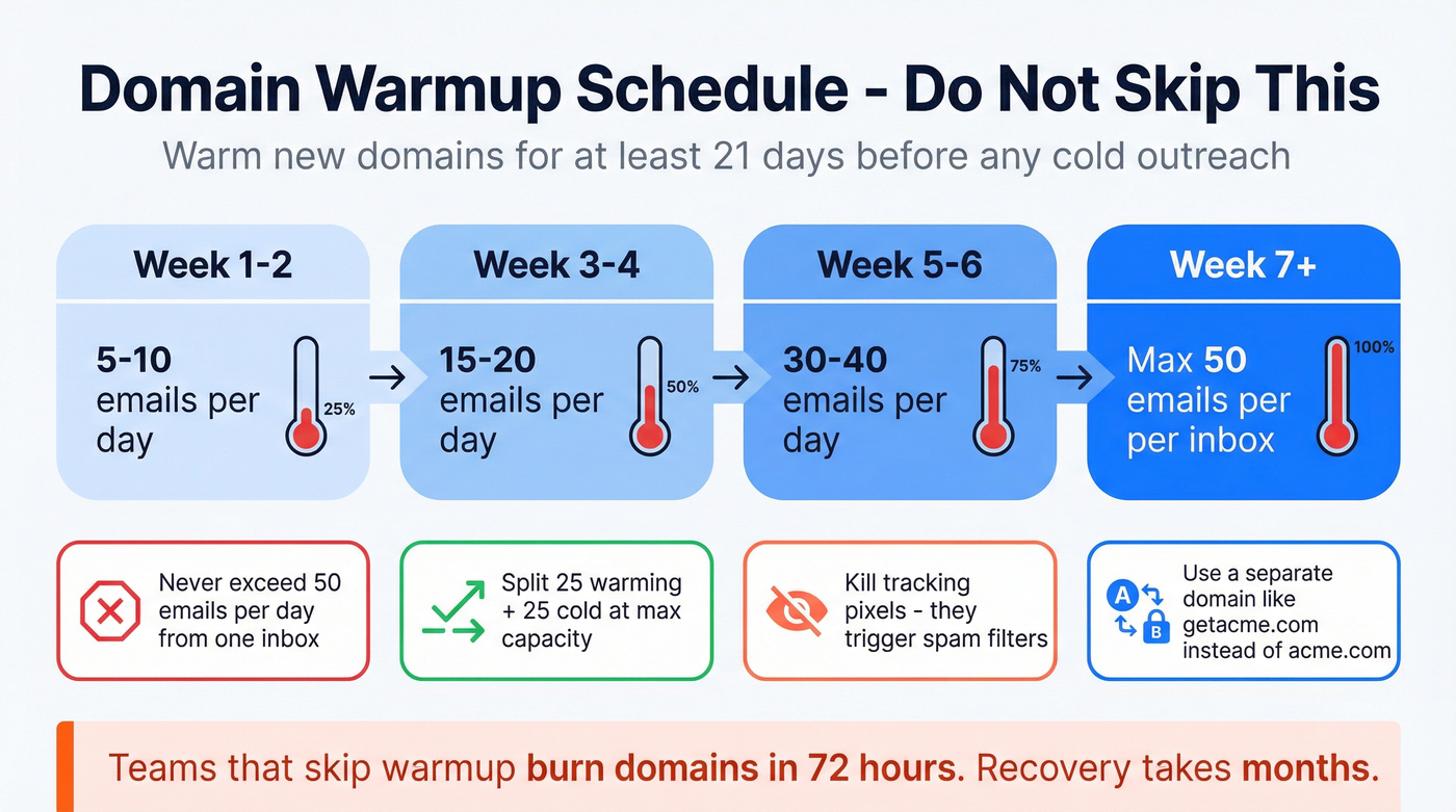 Domain warmup schedule and sending limits timeline
