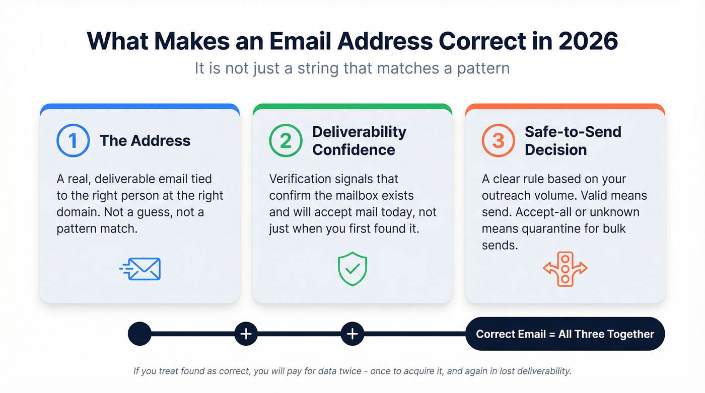 Three components of a correct email address in 2026