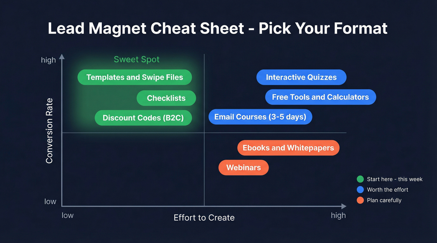 Lead magnet formats ranked by conversion and effort