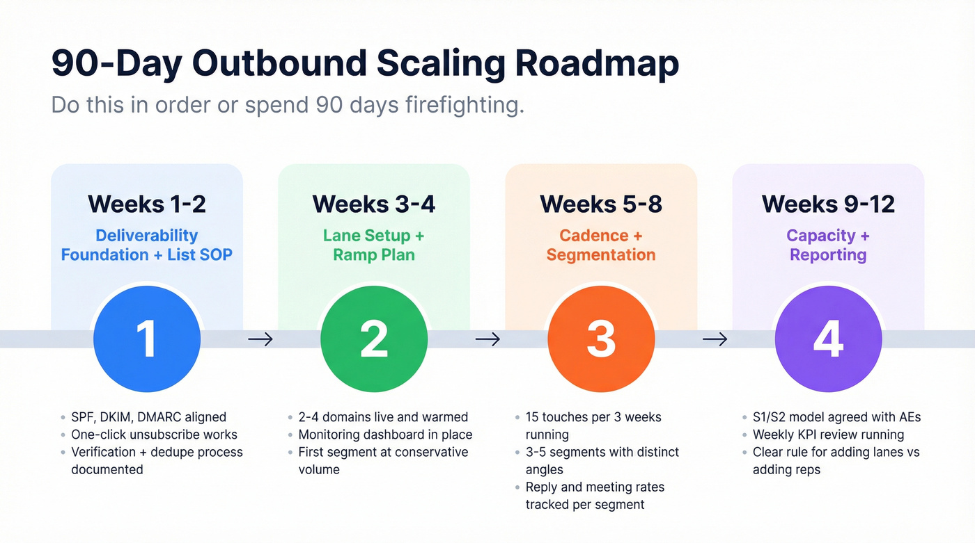 90-day outbound scaling implementation roadmap timeline