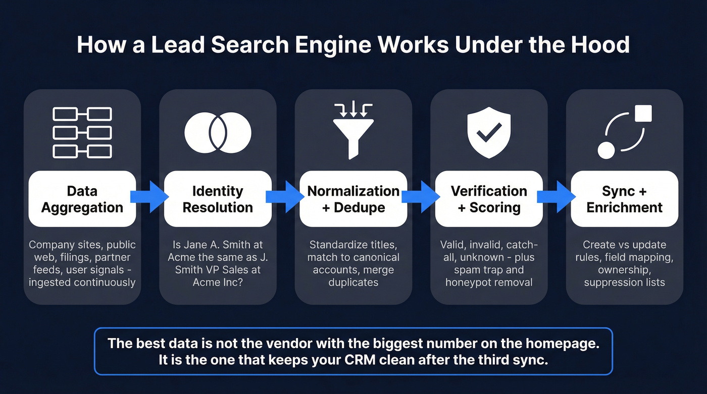 Five-stage data pipeline architecture diagram