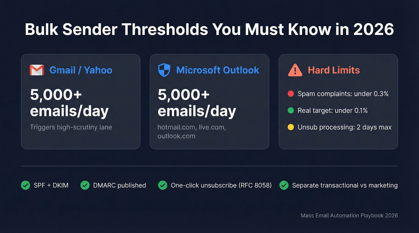 Bulk sender thresholds and deliverability limits for 2026