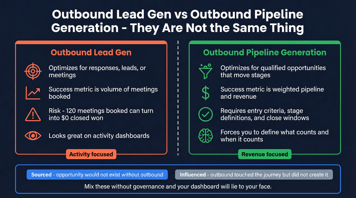 Comparison of outbound lead gen versus pipeline generation