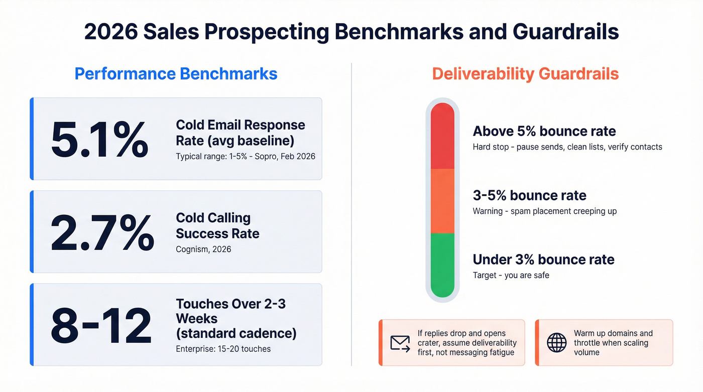2026 prospecting benchmarks and deliverability guardrails stats