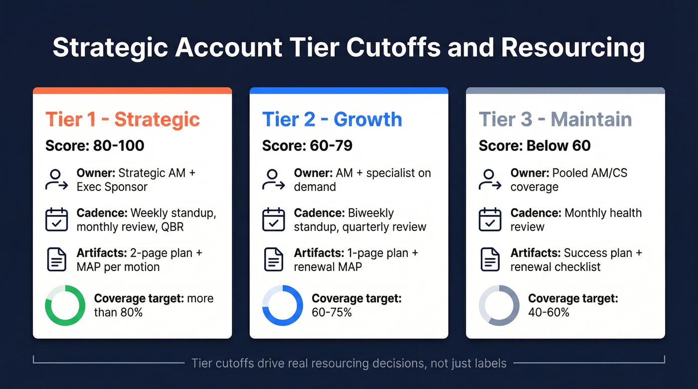 Three-tier strategic account cutoffs with resourcing details