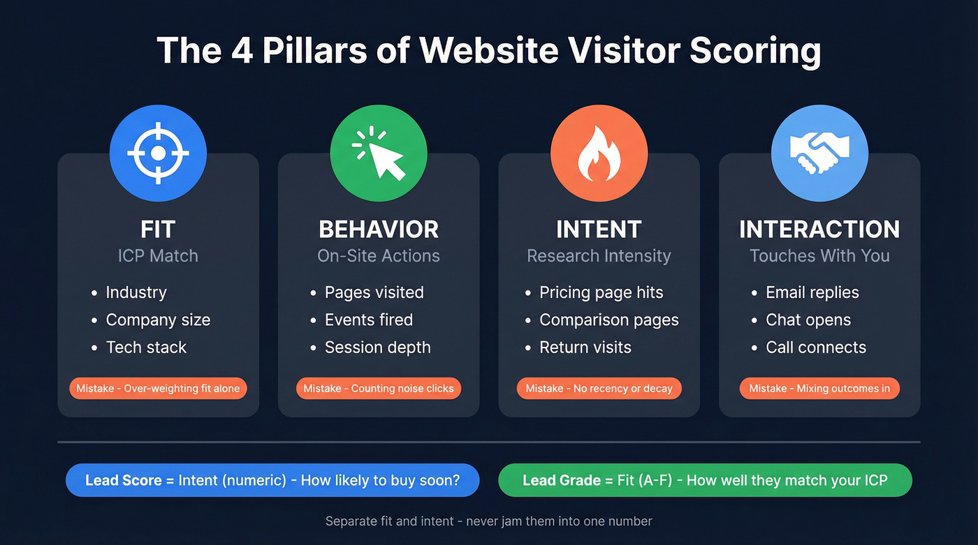 Four pillars of website visitor scoring model